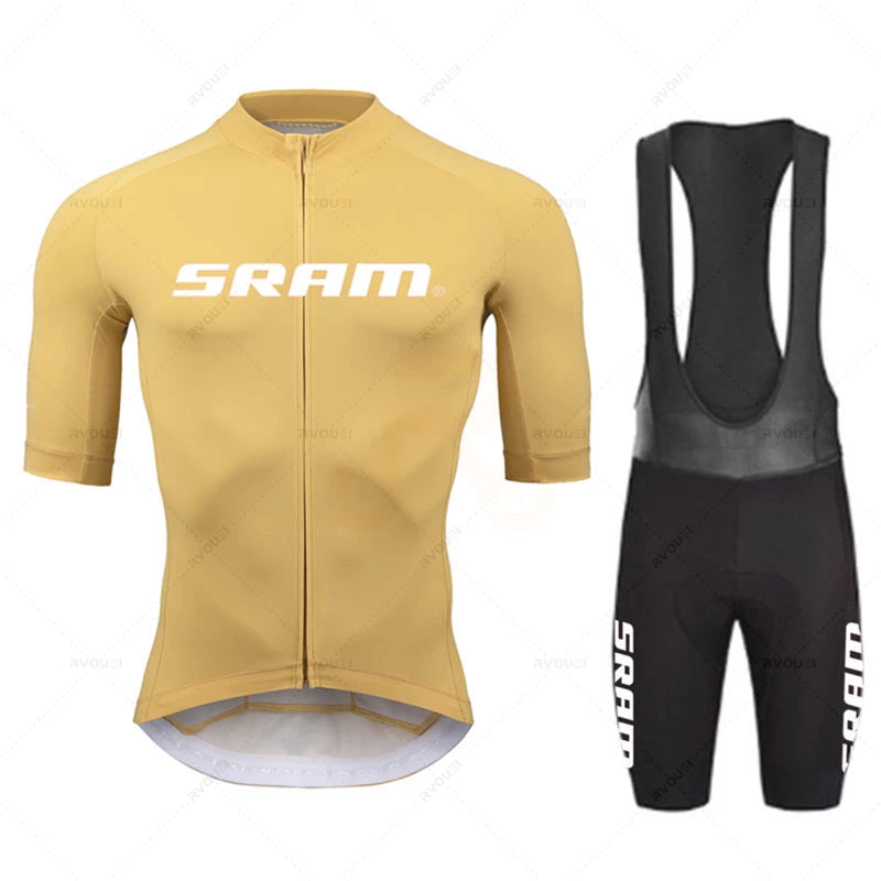 Conjunto de maillot de ciclismo Sram 2023, manga corta, transpirable, para hombre, para verano, MTB, MTB, ropa de ciclismo, uniforme