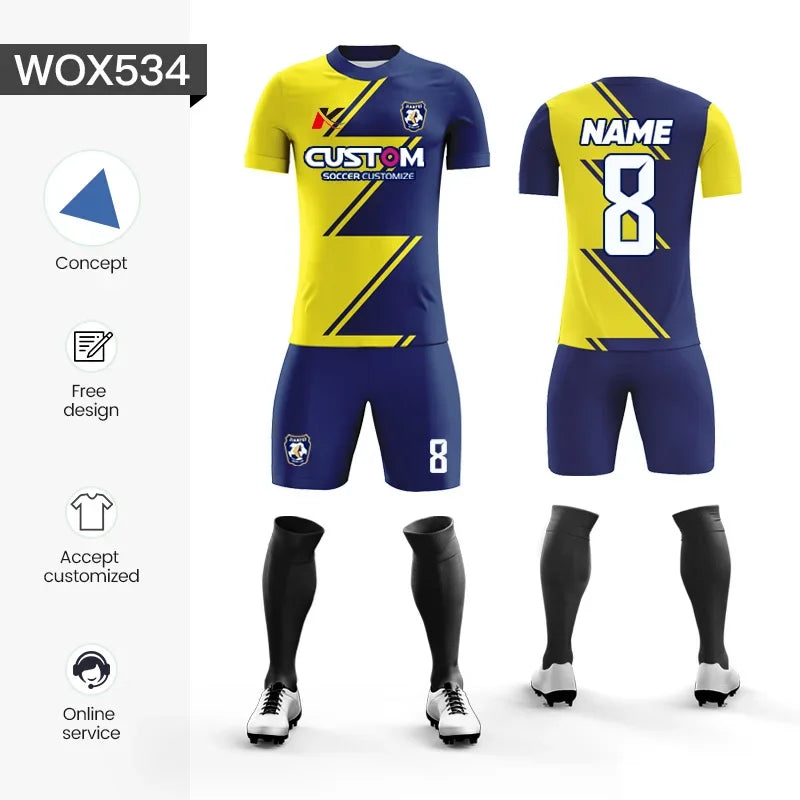 Custom Sublimation Football Jersey Sets Breathable Football Uniform Team Soccer Jersey Set Training Soccer Uniform For Men