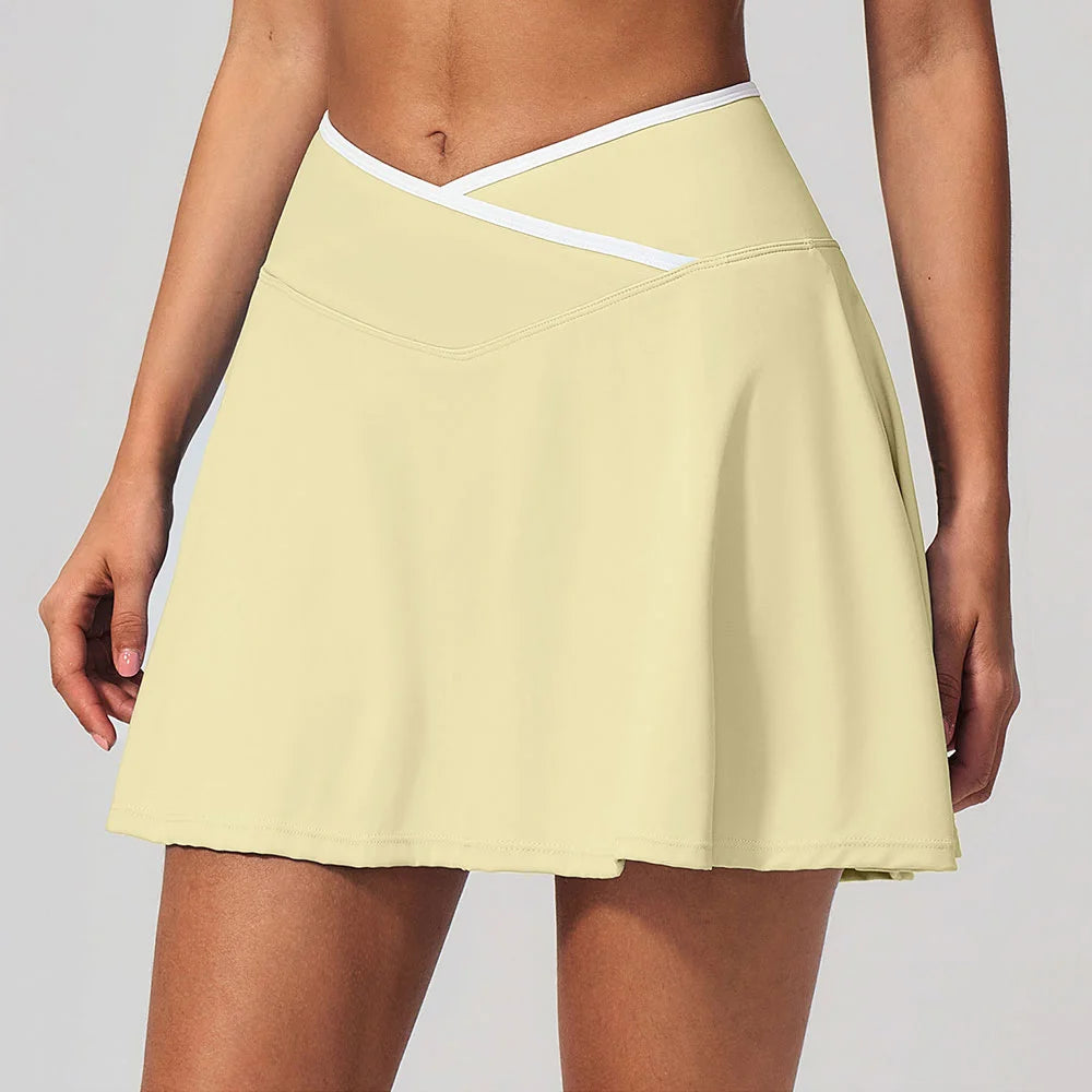 Summer Women's Short Skirt Slim Fit Yoga Shorts With Pockets Anti Exposure Culottes Sports Tennis Skirt Gym Running Short Skirt
