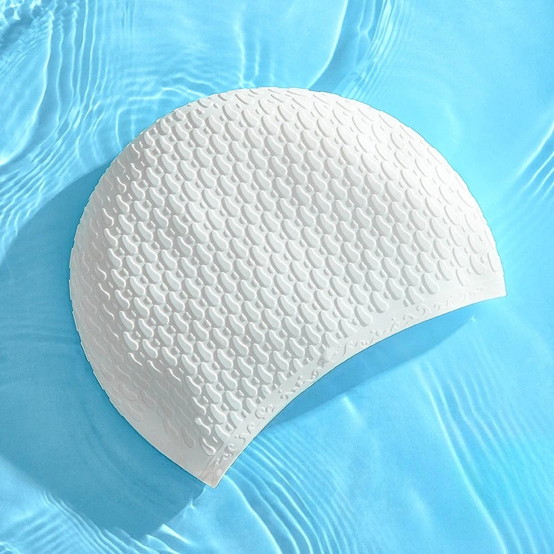 Silicone Swimming Cap for Adults Men Women Waterproof Extra Large Bubble Diving Cap Ear Protecting Waterdrop Swim Cap
