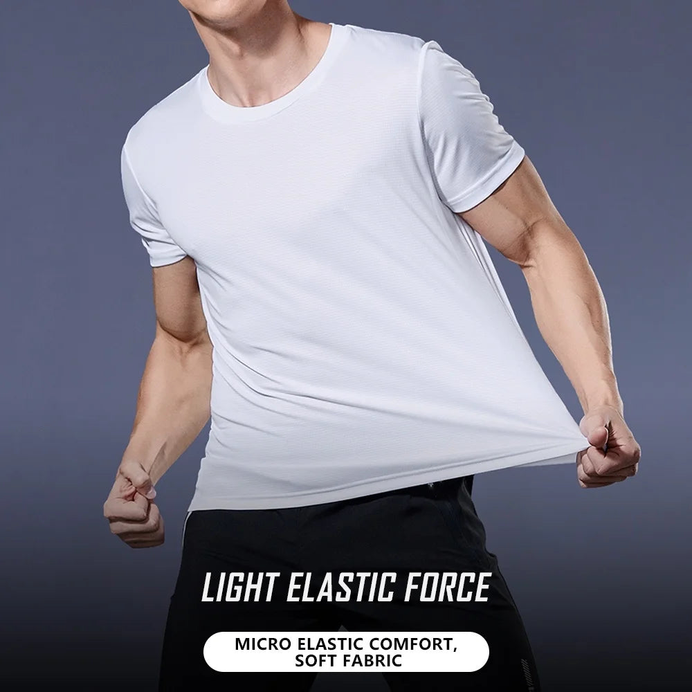 Camiseta de manga corta de secado rápido para hombre, ideal para gimnasio, correr, entrenamiento, ejercicio y deportes. Ligera.