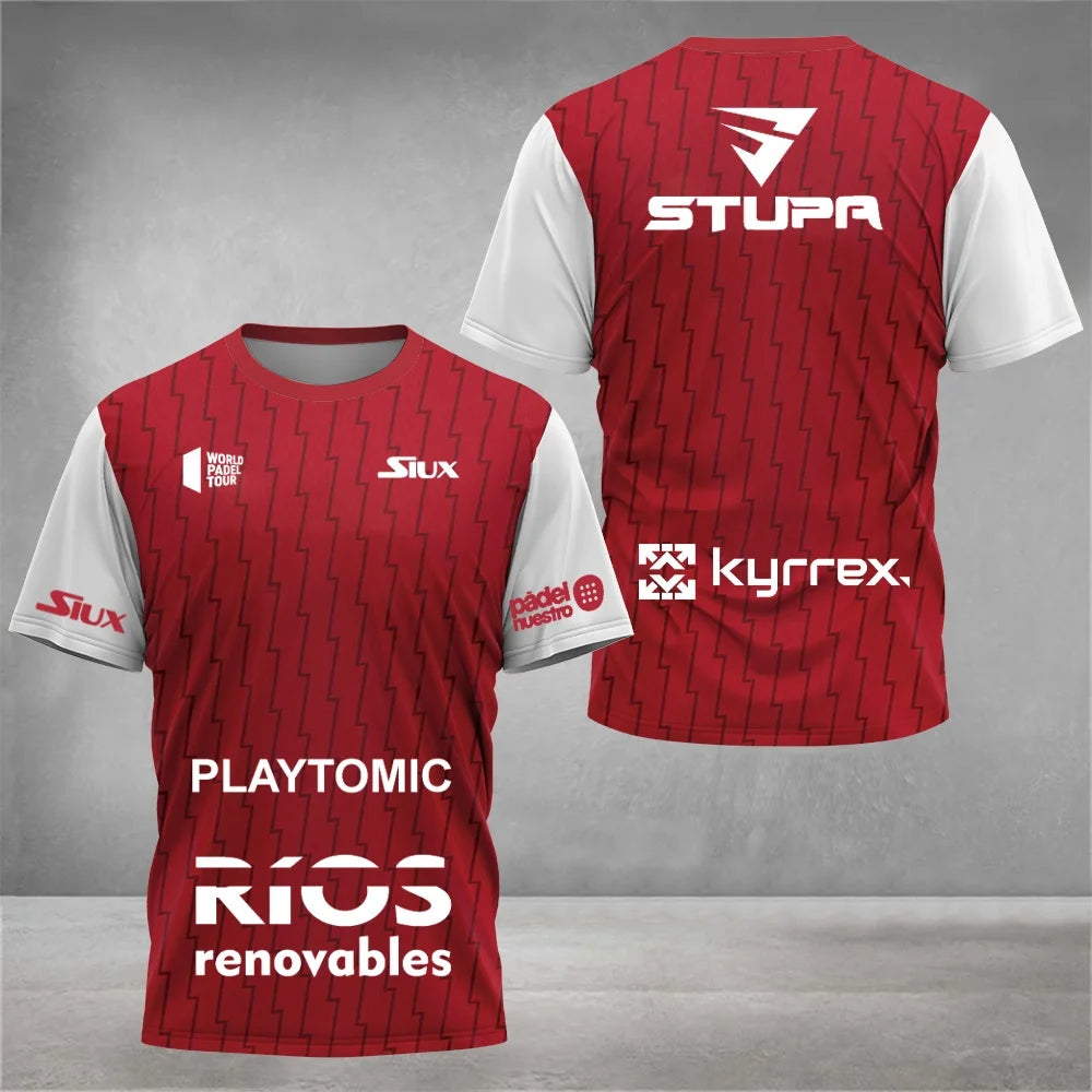 Professional Padel Sports Short-sleeve T-shirt Breathable Quick-dry Fabric Team Print for Training & Matches