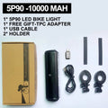 Luz delantera para bicicleta TouCloud, batería externa de 10000 mAh, linterna impermeable con carga USB, accesorios para ciclismo de montaña y carretera.