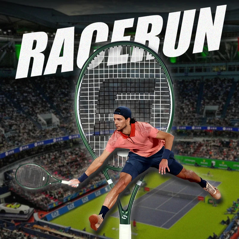 RaceRun Aluminum Carbon Tennis Racket, 50-60lbs, 305±10g (threading), Enhanced Durability & Shock Absorption, Frosted Feel