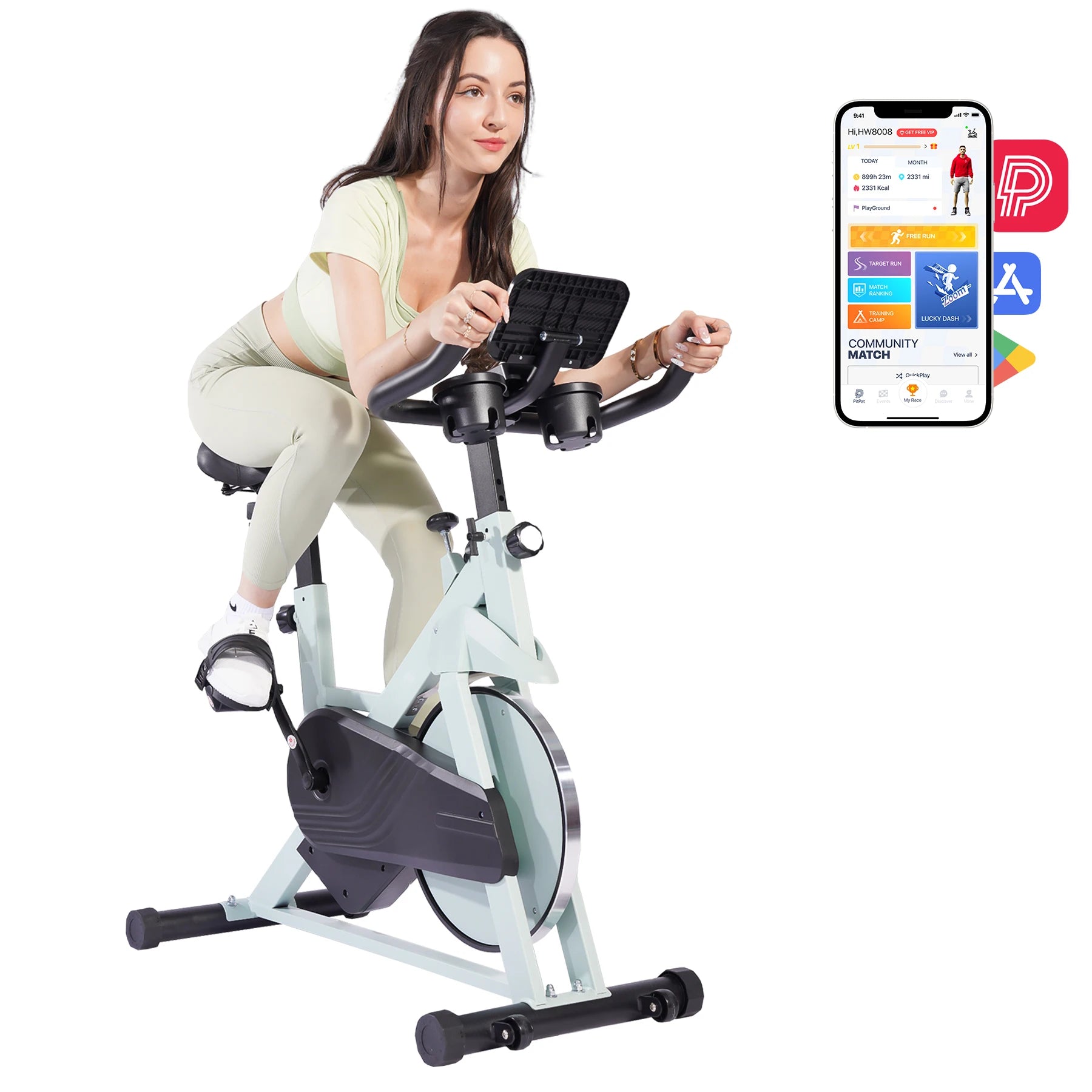 SUPERUN Bicicleta Estática de Ejercicio con Control Magnético y Soporte para Tablet, Asiento Ergonómico para Entrenamiento Indoor y Cardio