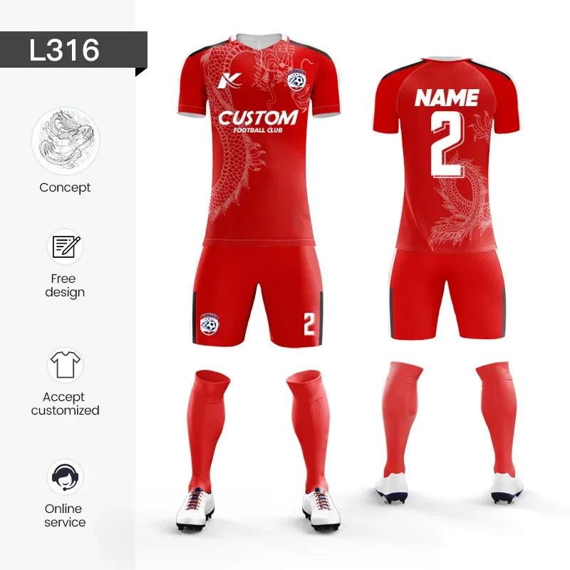 Custom Sublimation Football Jersey Sets Breathable Football Uniform Team Soccer Jersey Set Training Soccer Uniform For Men