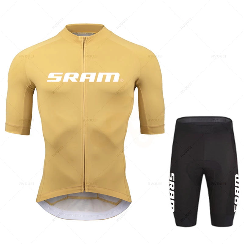 Conjunto de maillot de ciclismo Sram 2023, manga corta, transpirable, para hombre, para verano, MTB, MTB, ropa de ciclismo, uniforme
