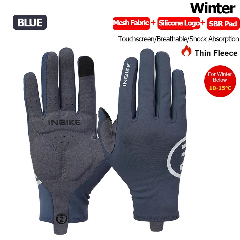 Guantes de Ciclismo INBIKE Invierno – Dedo Completo con Pantalla Táctil y Gel