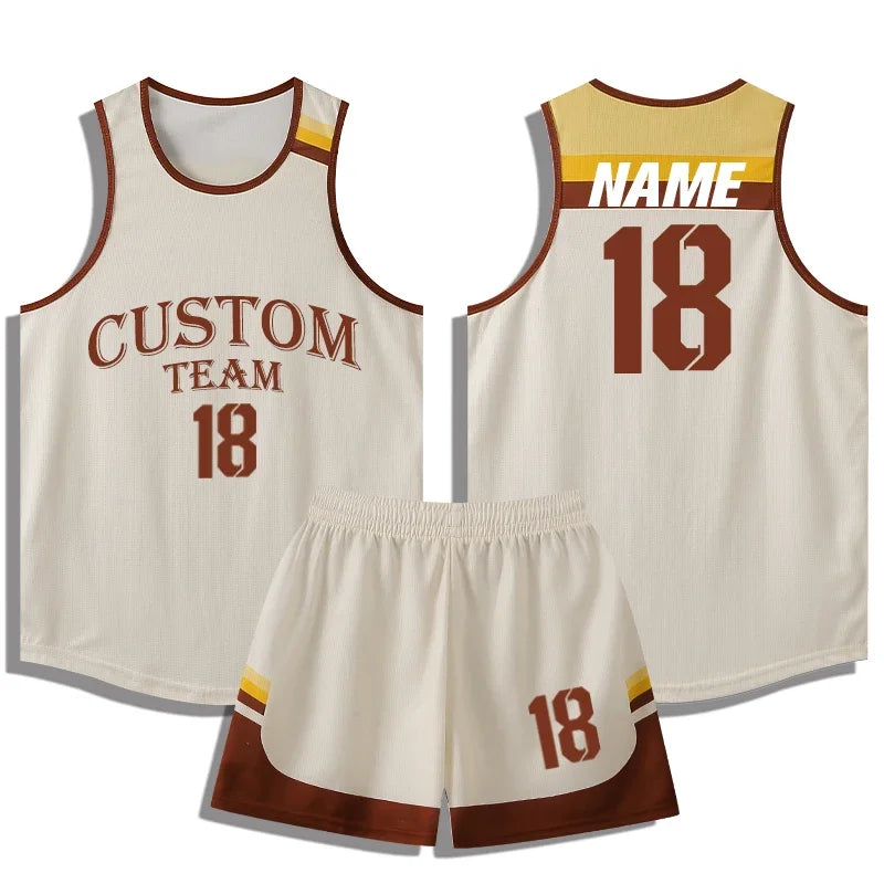 Quick Dry Boys Men Basketball Jersey Set Child Shirts and Shorts set Male Sports Clothing Custom Sleeveless Basketball Kit A069
