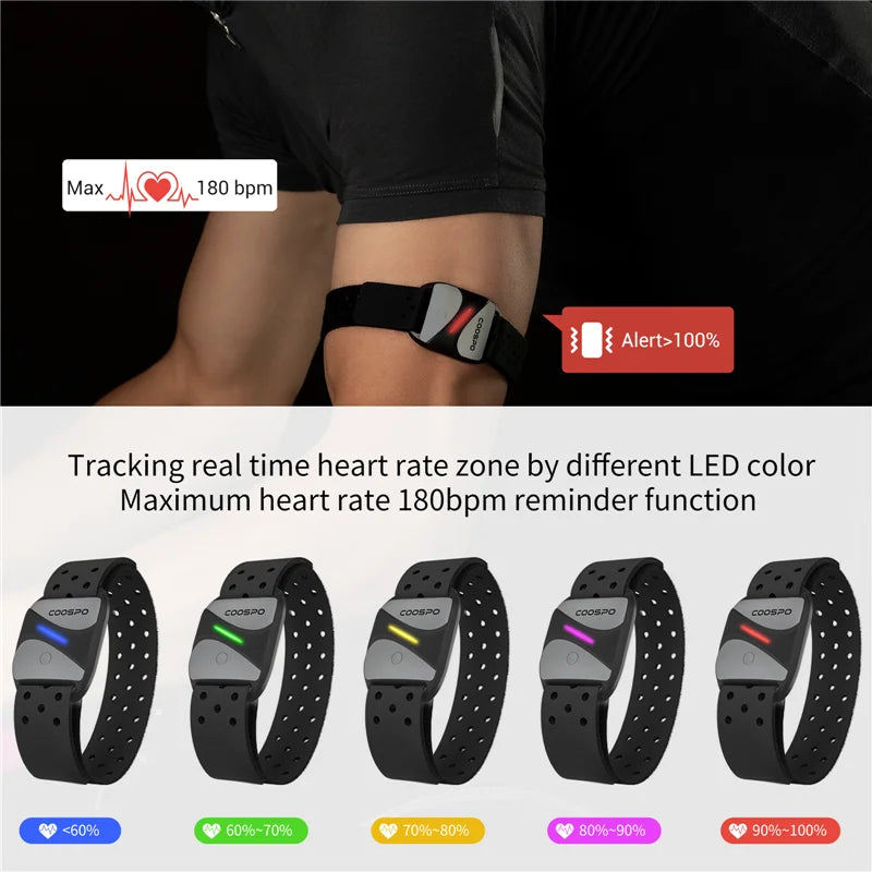 Monitor de Frecuencia Cardíaca COOSPO HW706 – Brazalete Óptico ANT+ para Ciclismo