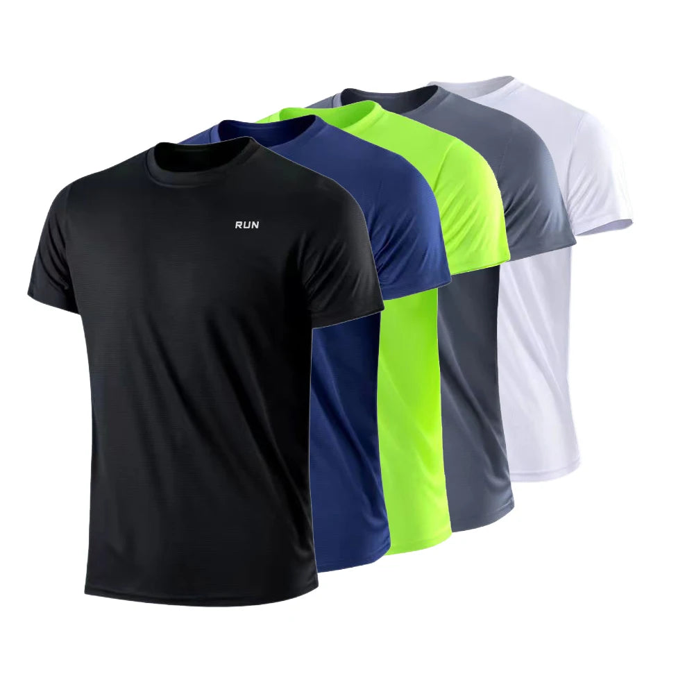 Camiseta de manga corta de secado rápido para hombre, ideal para gimnasio, correr, entrenamiento, ejercicio y deportes. Ligera.