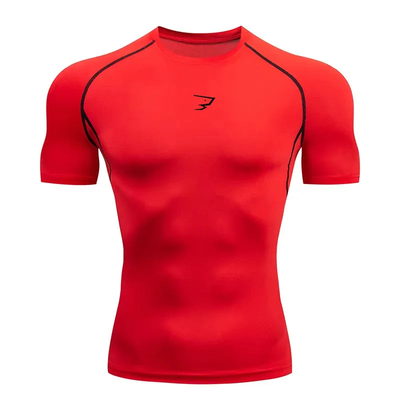Camiseta Deportiva de Compresión Manga Corta Hombre — Gym, Running y Fitness