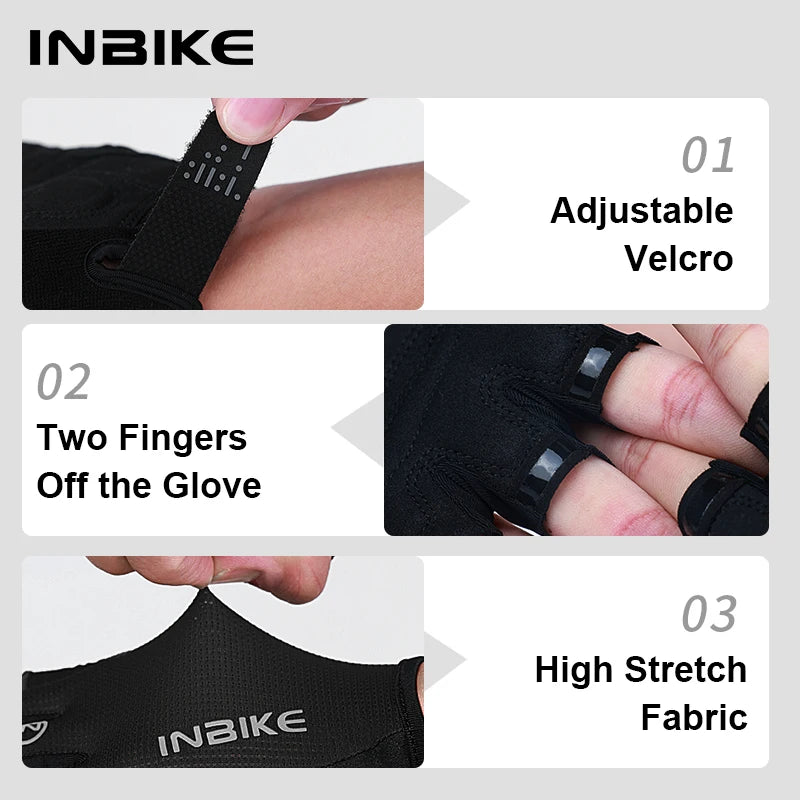 Guantes de Ciclismo INBIKE Verano – Medio Dedo Transpirables y Antideslizantes