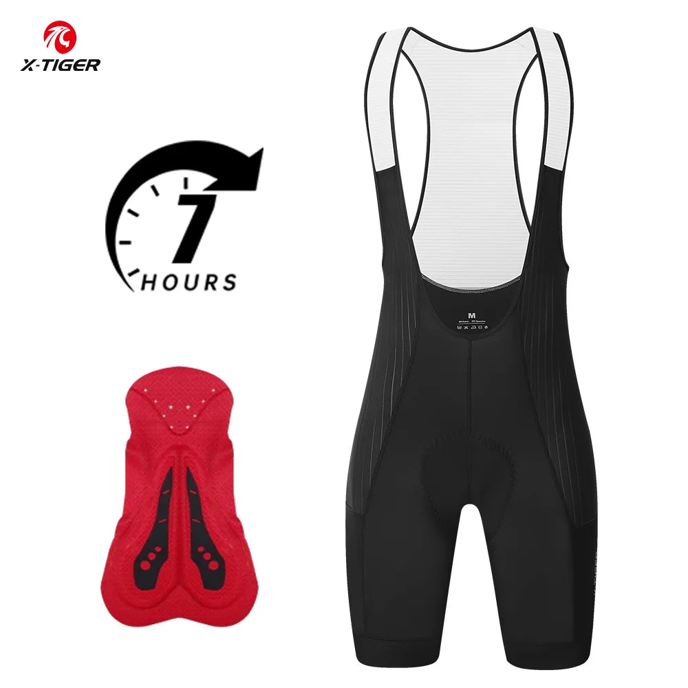 X-TIGER Men's Cycling Bib Shorts High-Waisted Breathable Quick Dry MTB Road Bike Shorts with 2 Side Pockets & Pro Padded Chamois