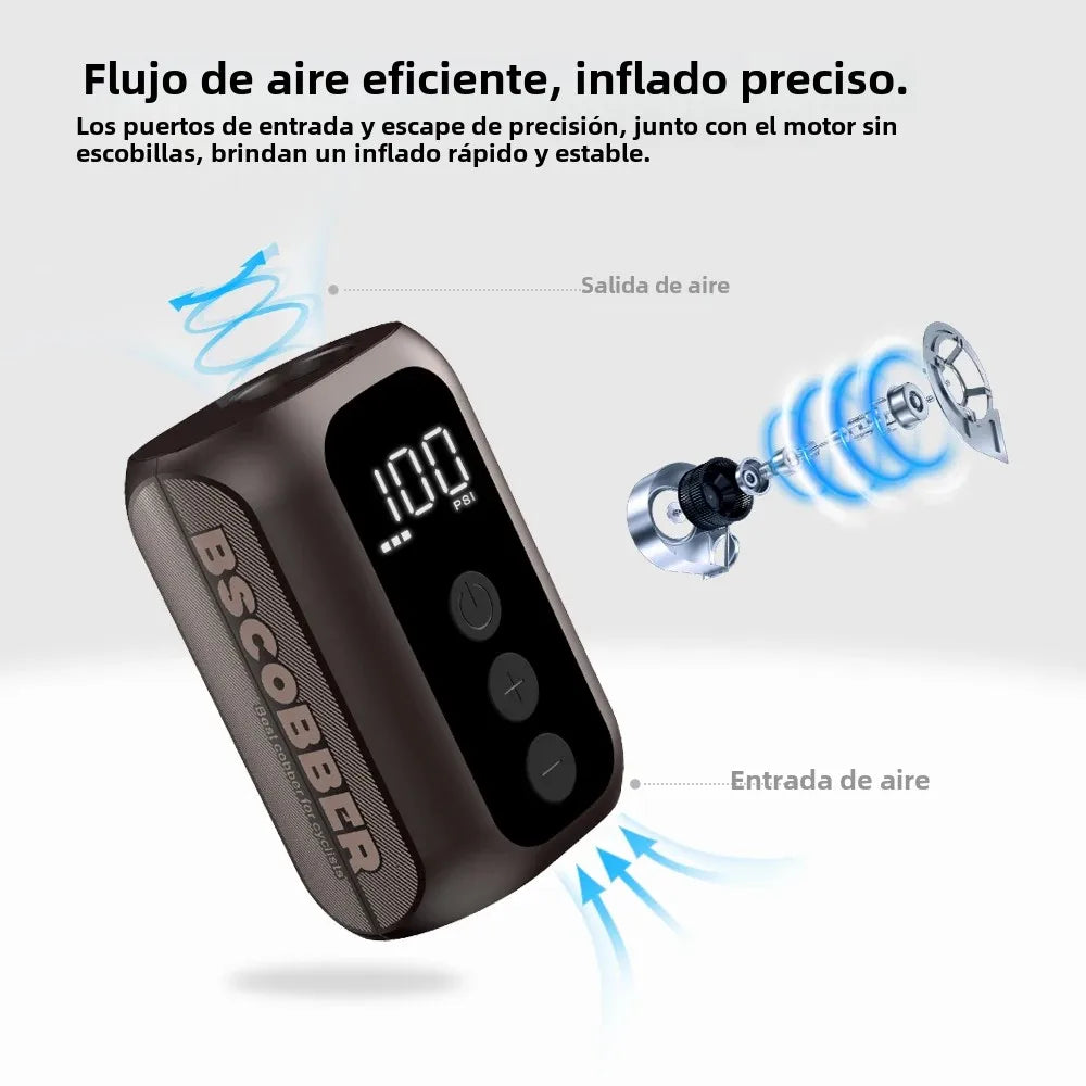 BSCOBBER A5mini Portable Air Pump Portable Rechargeable Wireless Bicycle Accessories Tire Inflator  100PSI High Pressure