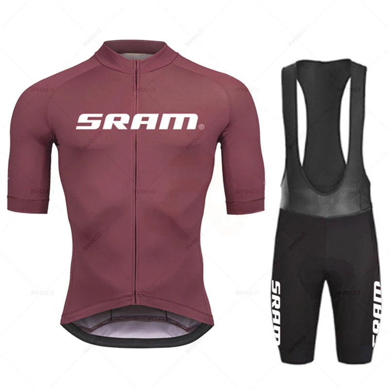 Conjunto de maillot de ciclismo Sram 2023, manga corta, transpirable, para hombre, para verano, MTB, MTB, ropa de ciclismo, uniforme