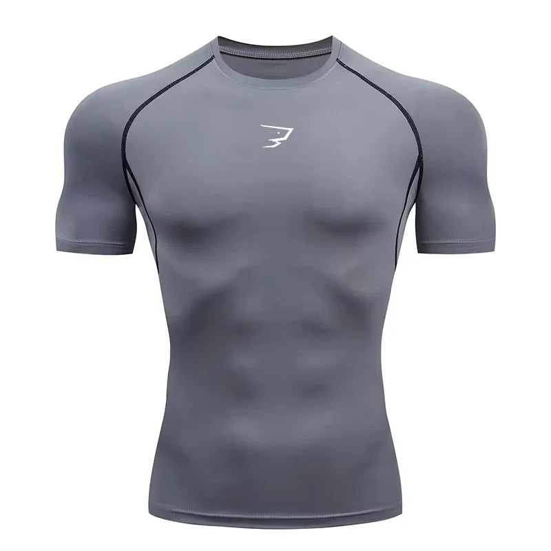 Camiseta Deportiva de Compresión Manga Corta Hombre — Gym, Running y Fitness