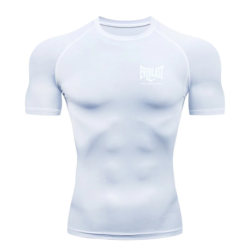 2026 New Men's Running Compression T-Shirt Short Sleeve Gym Workout Shirts Fitness Shirts Men's Jogging Sportswear Sweatshirts