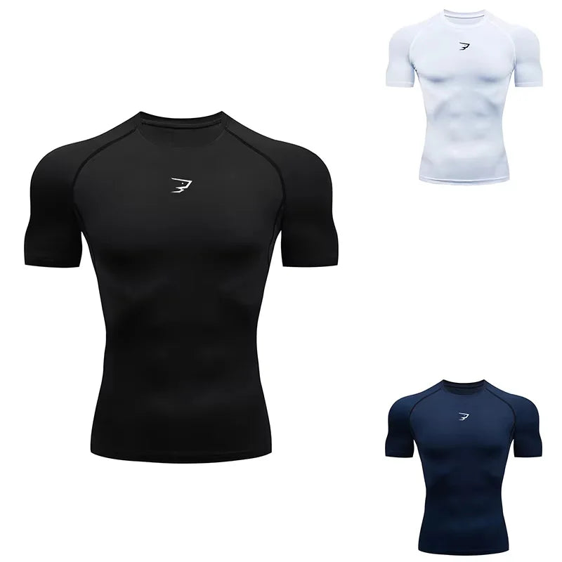 Camiseta Deportiva de Compresión Manga Corta Hombre — Gym, Running y Fitness
