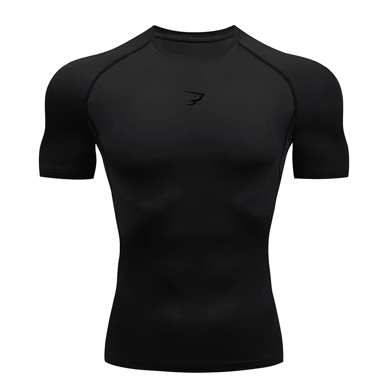 Camiseta Deportiva de Compresión Manga Corta Hombre — Gym, Running y Fitness