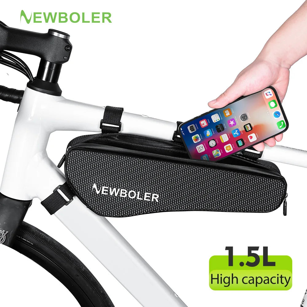 NEWBOLER 1.5L Large Capacity Bicycle Triangle Bag EVA Hard Shell Bicycle Frame Front Tube Bag Waterproof Bicycle Bag Accessories