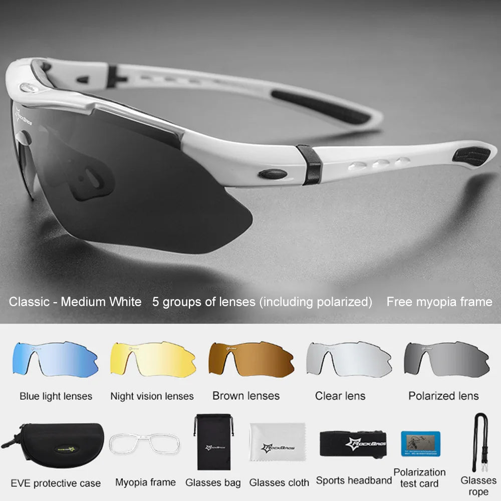 Gafas de ciclismo polarizadas ROCKBROS para hombre y mujer, ideales para ciclismo de montaña, carretera, senderismo y deportes al aire libre. Lentes de 5 pulgadas.
