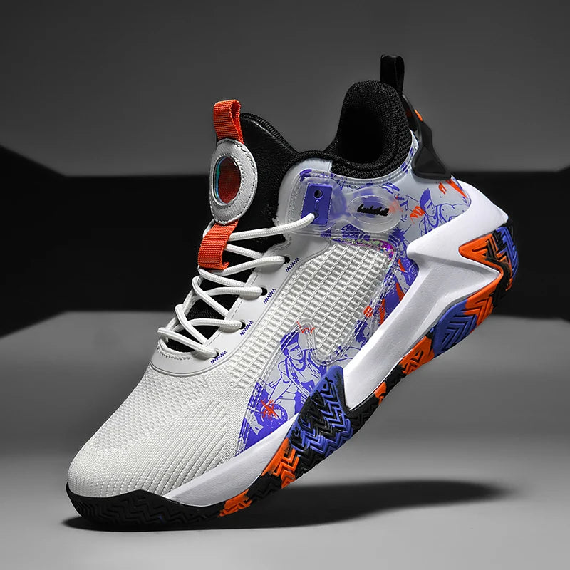 Men Basketball Shoes Mesh Breathable Comfort Anti Slip Wear-resistant Flat Cushioning Sneakers Field Training Basketball Boots