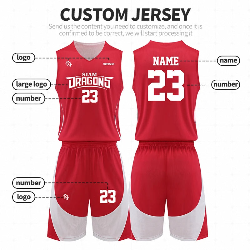 Men Basketball Jersey Set Uniform kits breathable Sports clothing Youth Training Children Reversible basketball jerseys SM8962