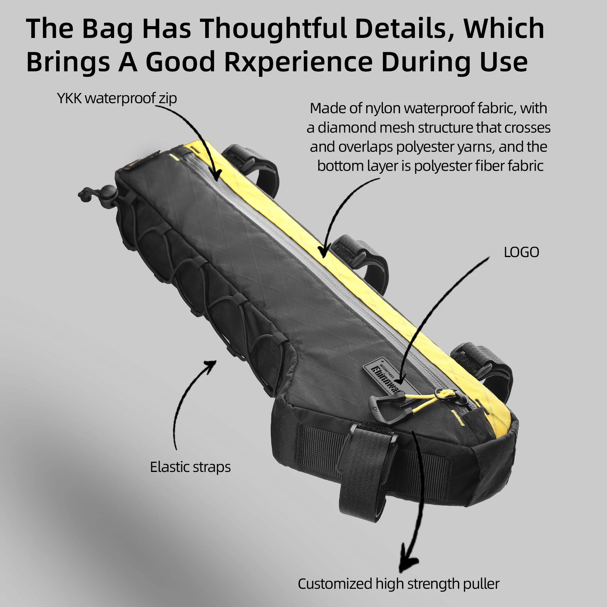 Rhinowalk Bicycle Frame Bag Rainproof Cycling Triangle Pouch Crossbeam Bag For MTB&Road Bike With 17 Inch or Larger Frame Length