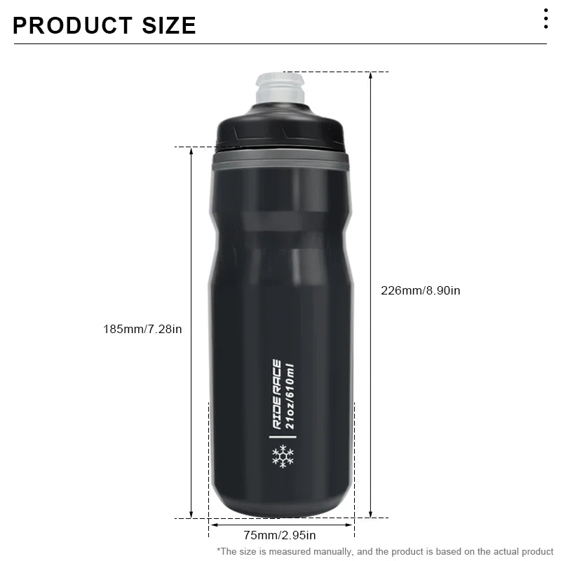 Botella Térmica de Ciclismo RIDERACE 610ml – Doble Capa para MTB y Carretera