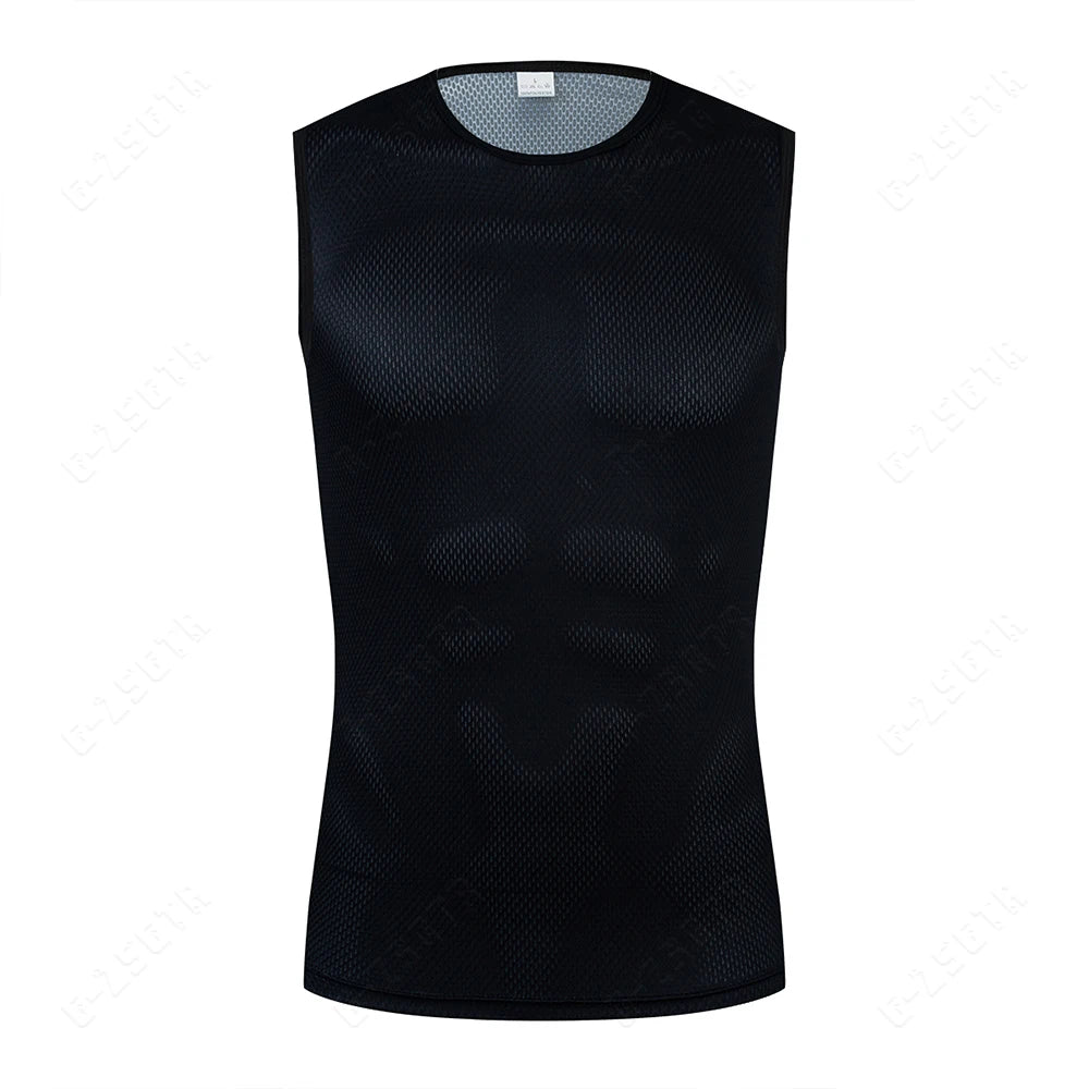 Camiseta interior reflectante blanca para ciclismo, maillot dPortivo para hombre, camiseta interior de secado rápido y elástica para ciclismo de carretera.