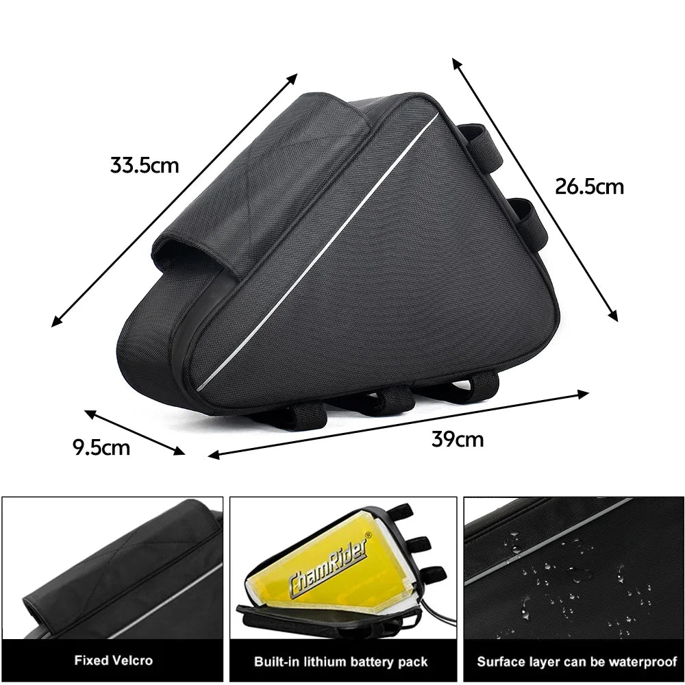 36V 48V 60V 72V E-BIKE Electric Bicycle Triangle Battery Bag Black Bicycle Frame Triangle Bags Max load 126 cells