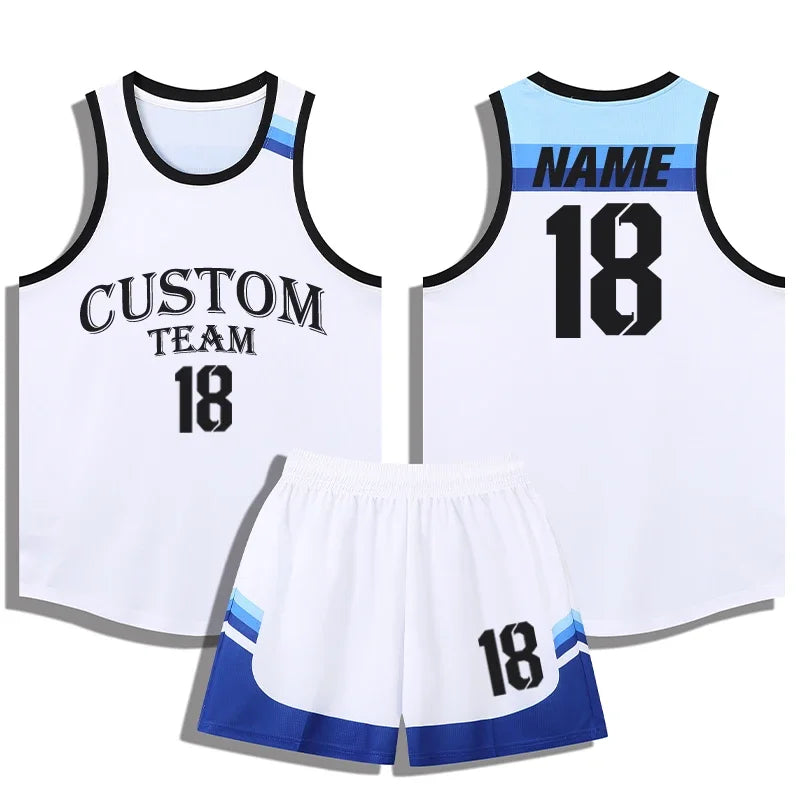 Quick Dry Boys Men Basketball Jersey Set Child Shirts and Shorts set Male Sports Clothing Custom Sleeveless Basketball Kit A069