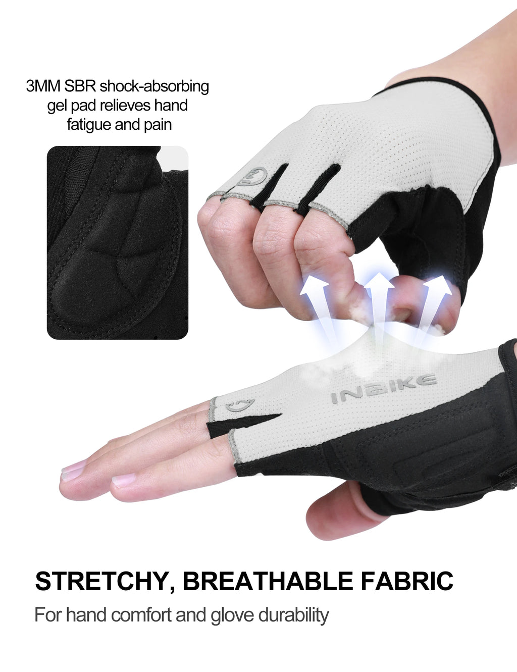Guantes de Ciclismo INBIKE Verano – Medio Dedo Antideslizantes y Transpirables