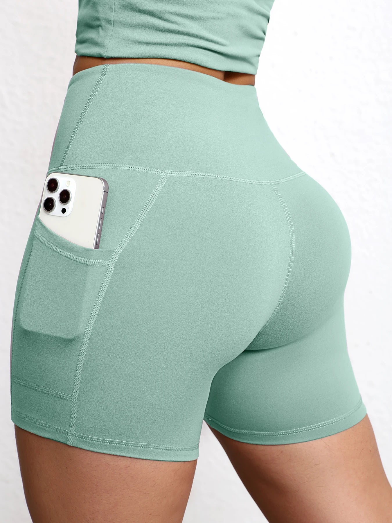 Yoga Shorts with Pockets High Waist Butt Lifting Cyclings Tights Outdoor Workout Jogging Shorts Sportswear Gym Running Short