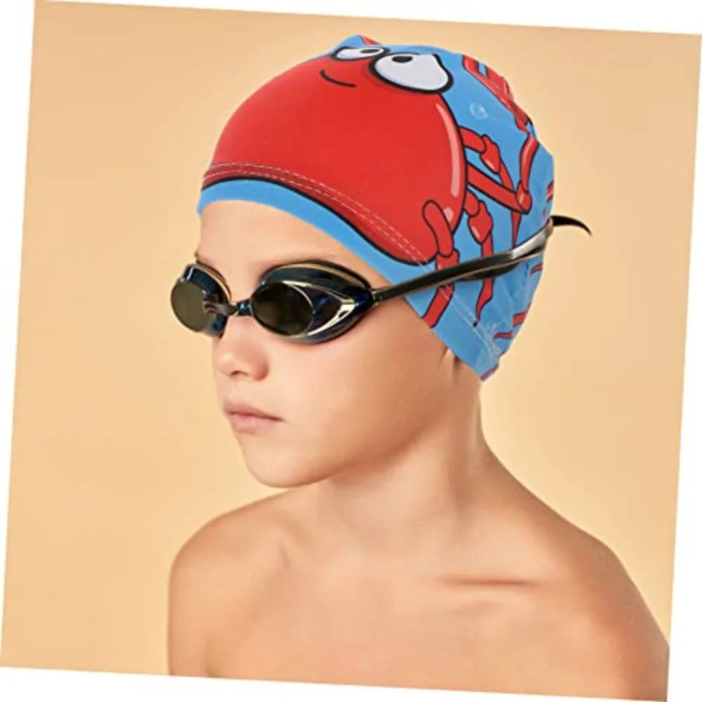 Children Cartoon Swimming Cap Kids Elastic Fabric Swiming Pool Water Sport Protect Ears Hat Swim Bathing Hats Caps Boys Girls