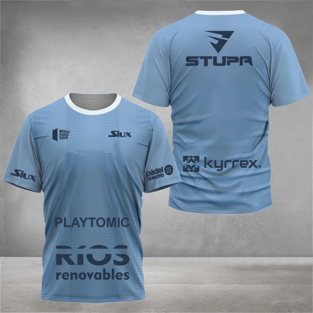 Professional Padel Sports Short-sleeve T-shirt Breathable Quick-dry Fabric Team Print for Training & Matches