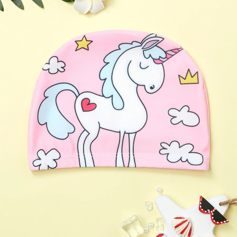 Children Cartoon Swimming Cap Kids Elastic Fabric Swiming Pool Water Sport Protect Ears Hat Swim Bathing Hats Caps Boys Girls