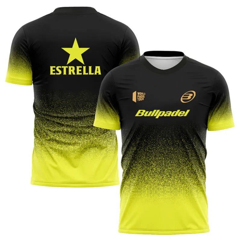 Fashion Gradient Harajuku Men's T Shirt Padel Tennis Sportswear Summer Outdoor Run Fitness Short Sleeve Fashion Oversized Tops