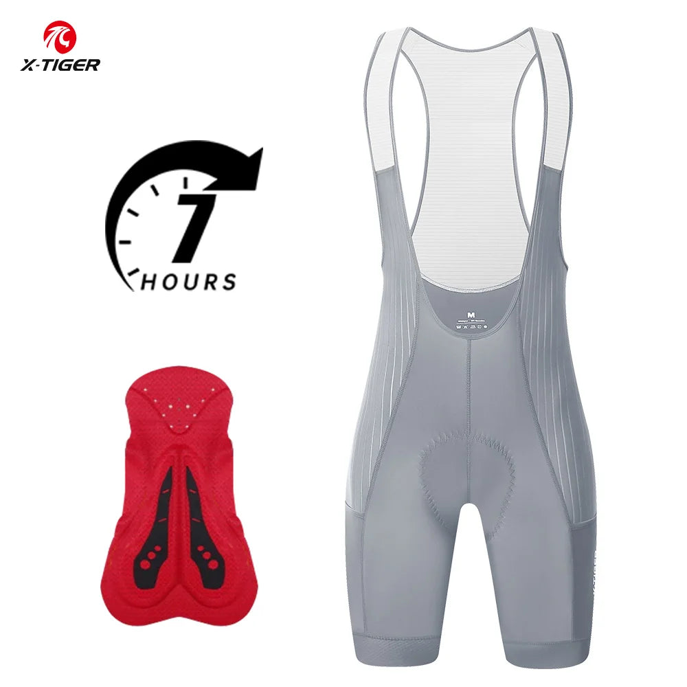 X-TIGER Men's Cycling Bib Shorts High-Waisted Breathable Quick Dry MTB Road Bike Shorts with 2 Side Pockets & Pro Padded Chamois