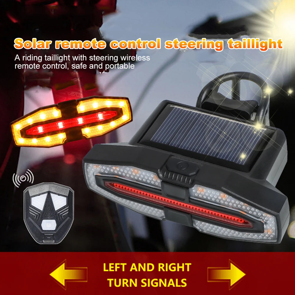 Luz trasera recargable para bicicleta con intermitentes, luz trasera inalámbrica con control remoto, luz de advertencia para ciclismo nocturno.