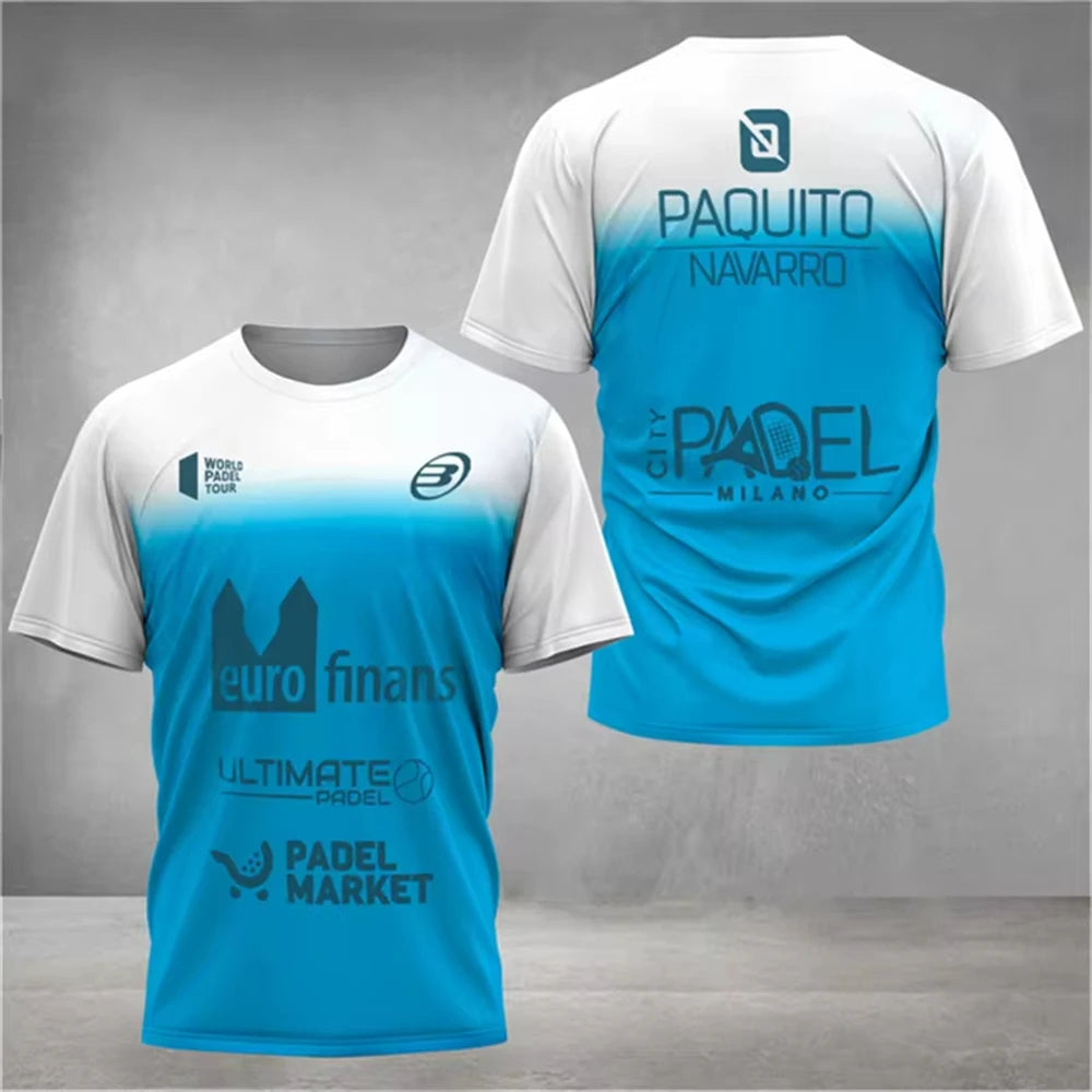 Men's Trend Padel T-shirt Element Print Pattern Ultra-thin Short Sleeve Men's Fashion Tennis Breathable Boutique Fitness Top