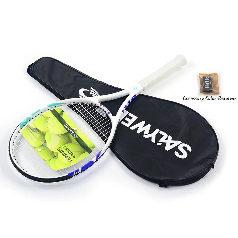 BaboBee 100% Full Carbon Fibre Premium Professional Tennis Racket Free Bag & Overgrip, 55-65lbs Threaded, Ultra-light 265±5g