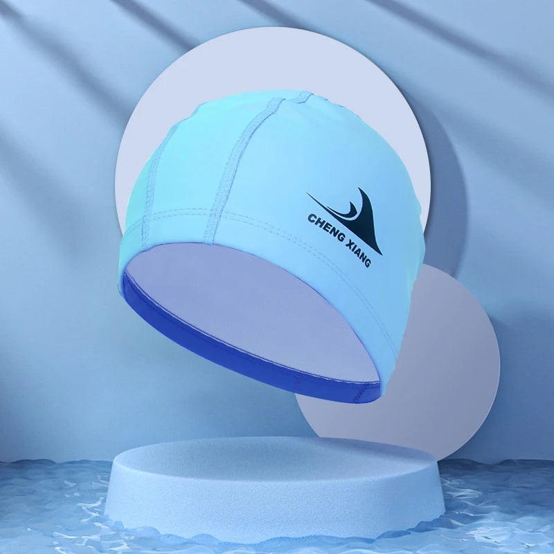 Waterproof Fabric Protect Ears Long Hair Sports Swim Pool Hat Shark High Elasticity Flexible Durable Swimming Cap For Men Women