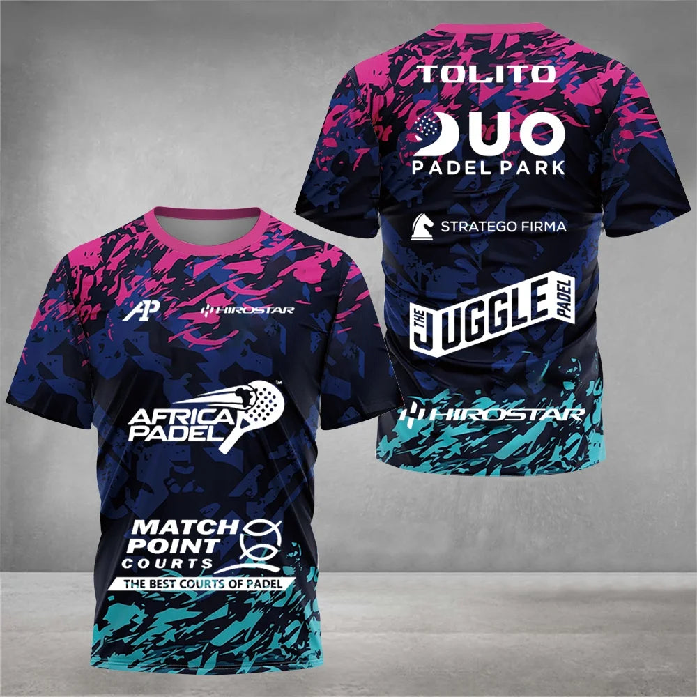 Professional Padel Sports Short-sleeve T-shirt Breathable Quick-dry Fabric Team Print for Training & Matches