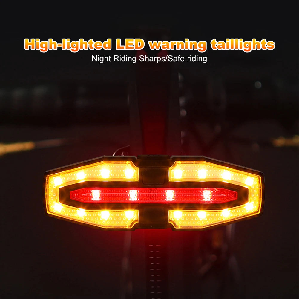 Luz trasera recargable para bicicleta con intermitentes, luz trasera inalámbrica con control remoto, luz de advertencia para ciclismo nocturno.