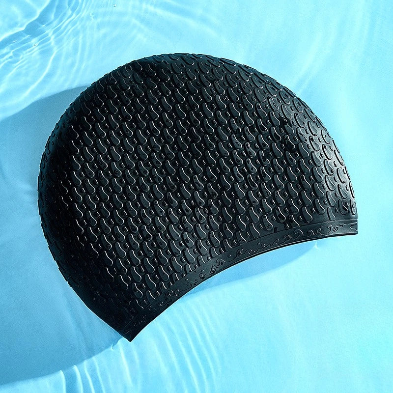 Silicone Swimming Cap for Adults Men Women Waterproof Extra Large Bubble Diving Cap Ear Protecting Waterdrop Swim Cap
