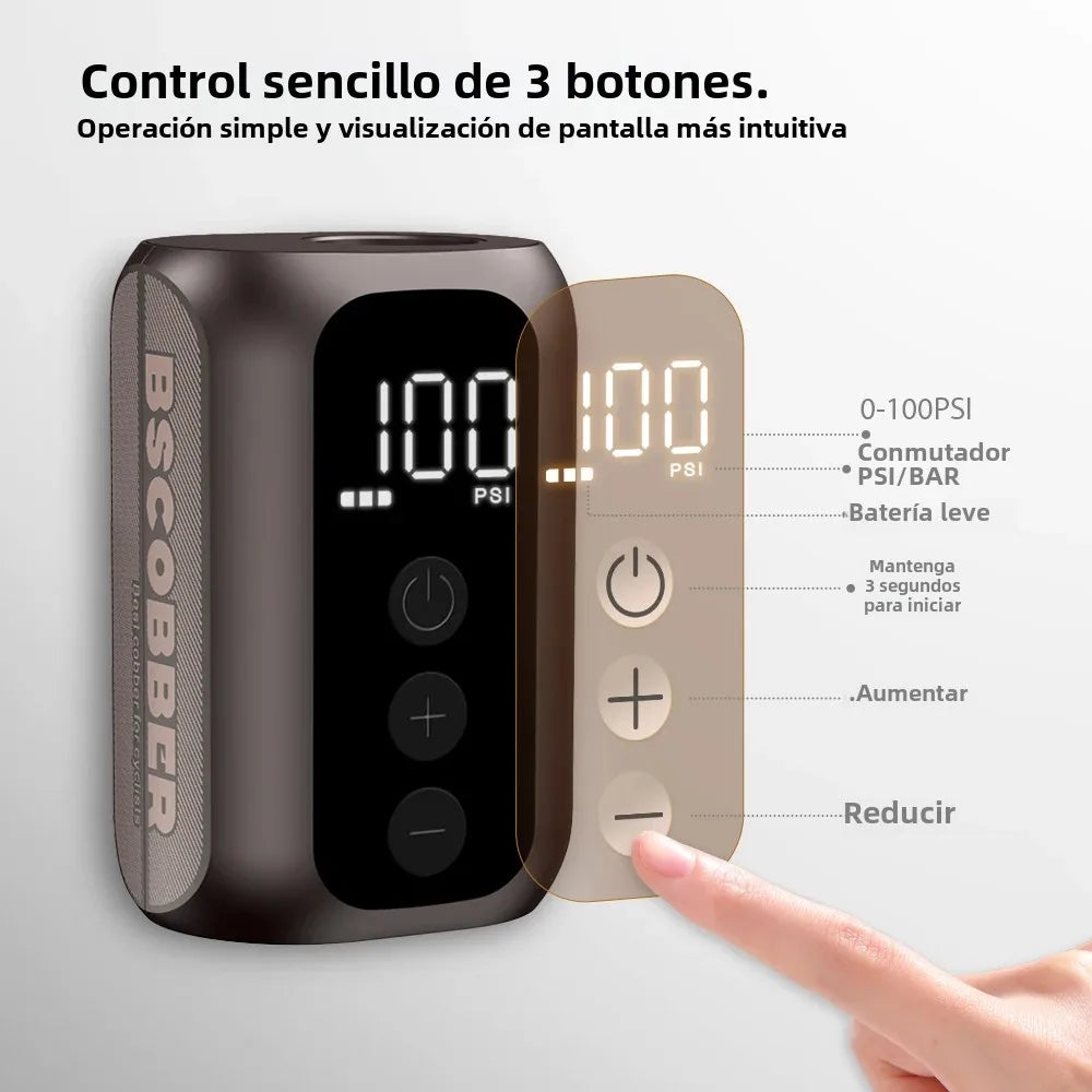 BSCOBBER A5mini Portable Air Pump Portable Rechargeable Wireless Bicycle Accessories Tire Inflator  100PSI High Pressure