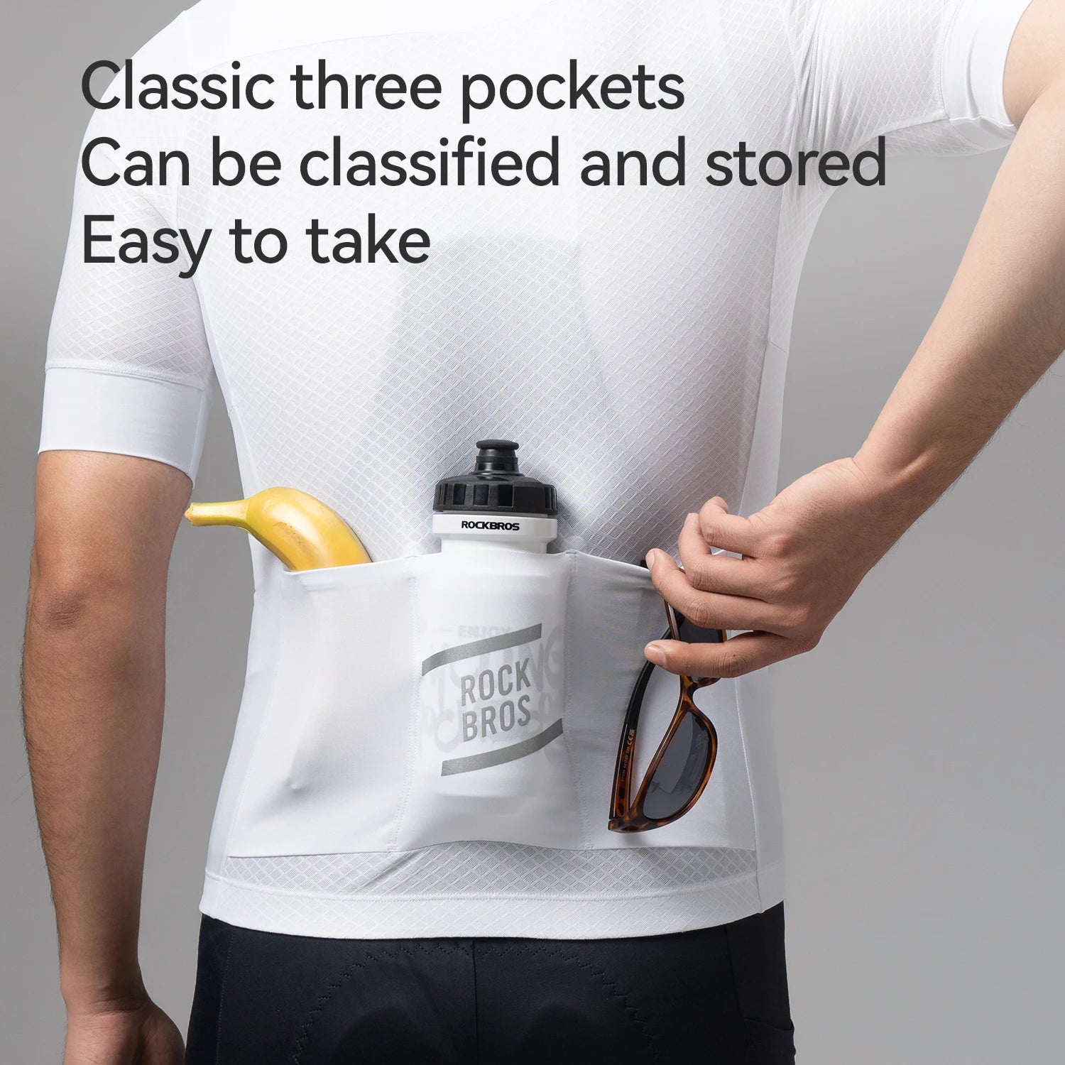 ROCKBROS Men Cycling Jersey Breathable Slim-Fit Short-Sleeve Jersey Moisture Wicking Quick-Drying Sportswear Outdoor Clothing