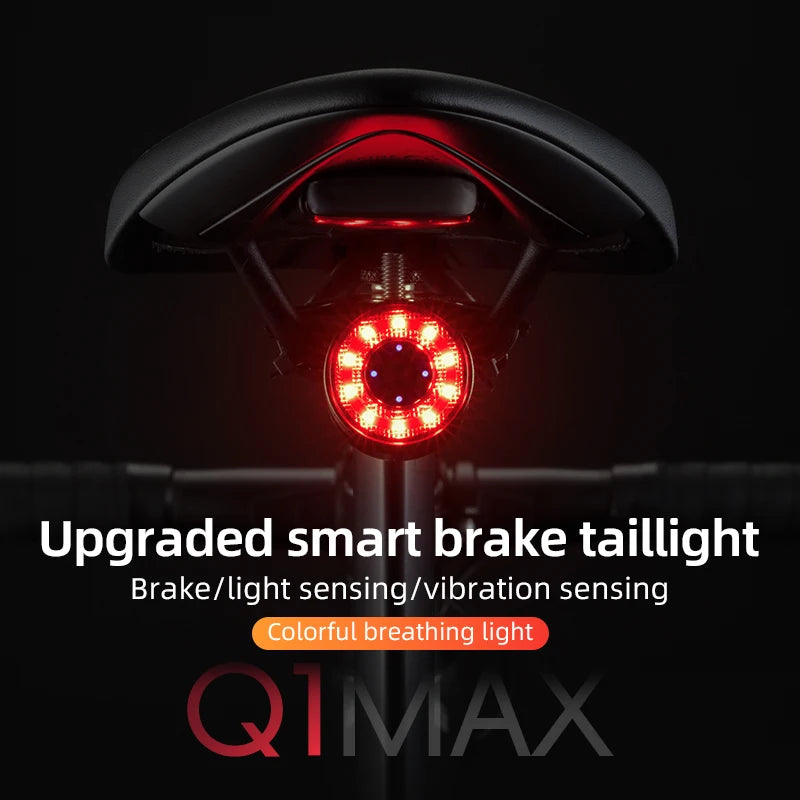 ROCKBROS Q1MAX Smart Brake Taillight – Luz Trasera Inteligente para Bicicleta con Sensor de Frenada